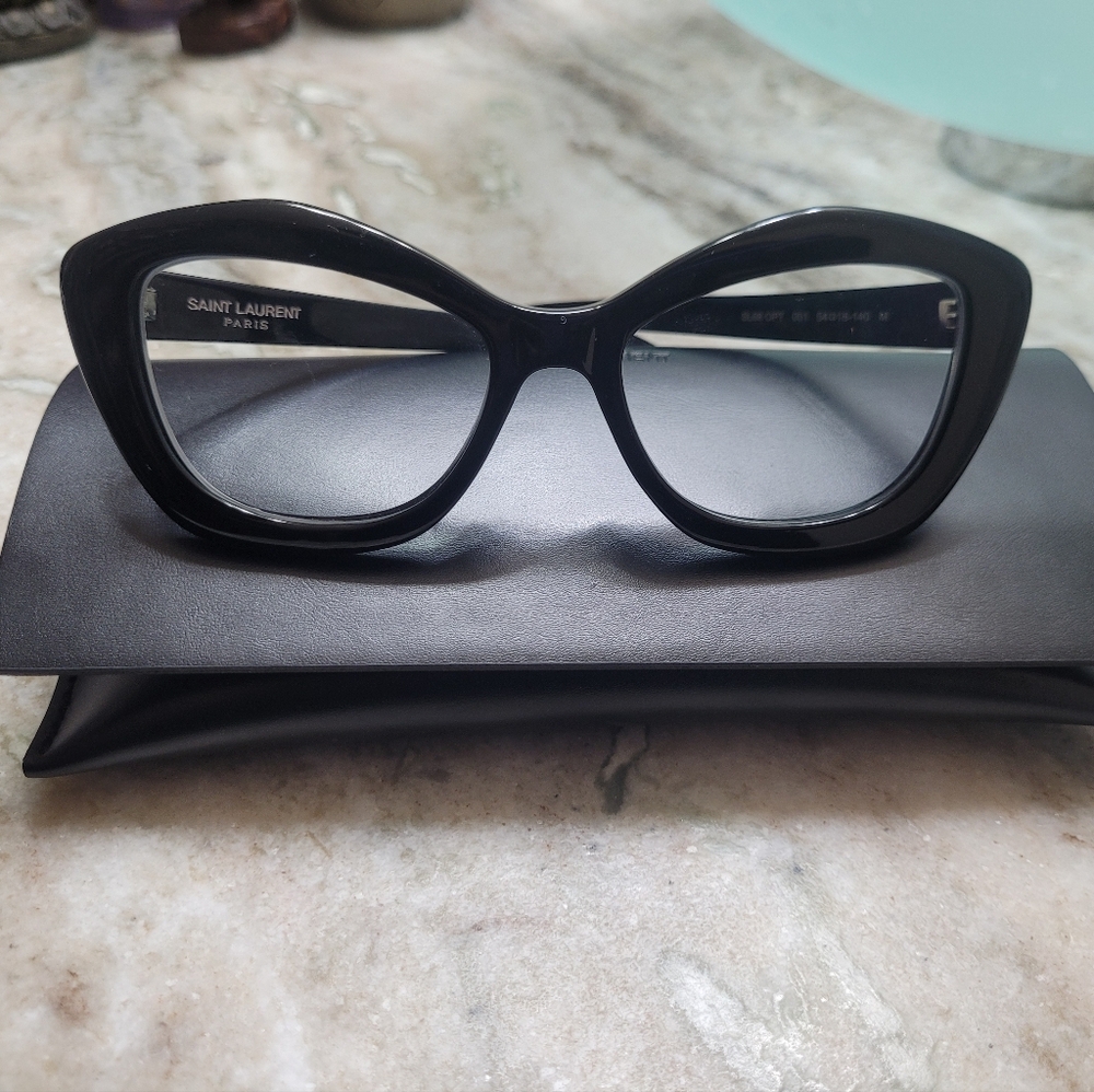 Saint Laurent Black Oversized Cat-Eye Glasses